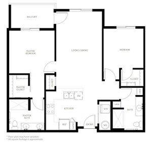 2 beds, 2 baths, 1,125 sqft, $2,299