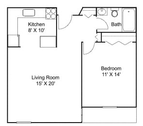 1 bed, 1 bath, 726 sqft, $1,345