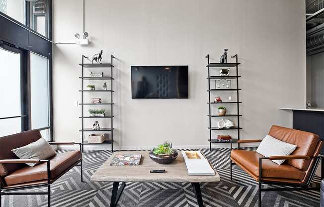 Tv and couch in living at The Shelby, Illinois