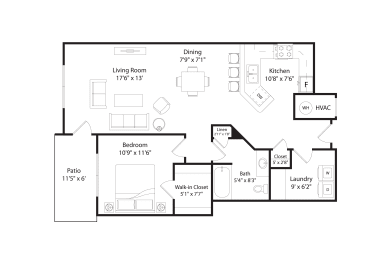 1 bed, 1 bath, 916 sqft, $1,215