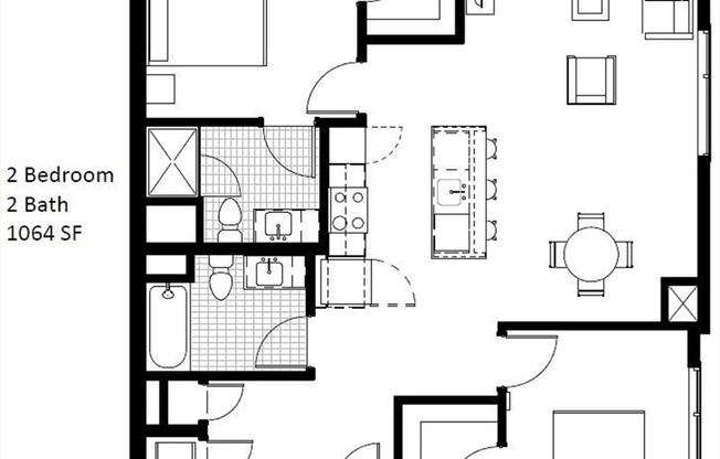 2 beds, 2 baths, 1,064 sqft, $3,450, Unit 2-10