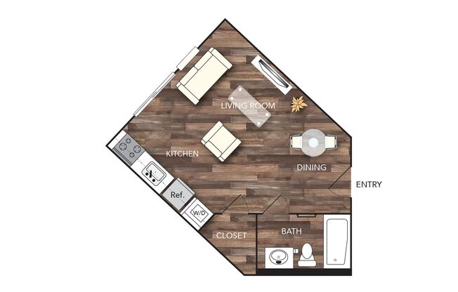 Studio, 1 bath, 356 sqft, $1,450, Unit 304