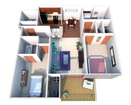 2 beds, 2 baths, 1,000 sqft, $1,675