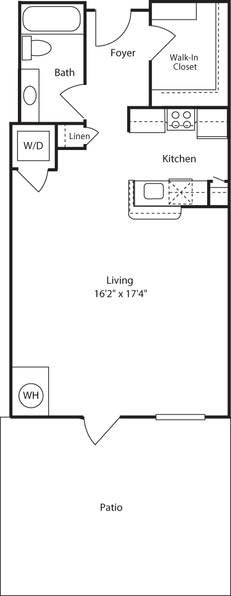 Studio, 1 bath, 603 sqft, $2,620, Unit 127