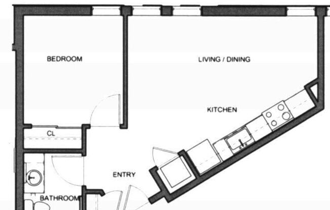 1 bed, 1 bath, 504 sqft, $1,355, Unit 3-212