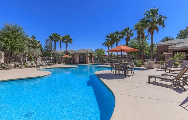 Pool side patio at The Equestrian by Picerne, Henderson, NV