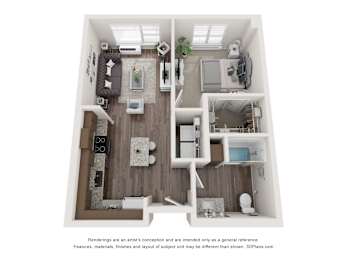 1 bed, 1 bath, 661 sqft, $1,295