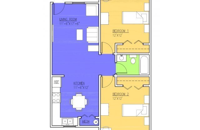 2 beds, 1 bath, 725 sqft, $669, Unit 417E