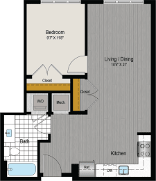 1 bed, 1 bath, 613 sqft, $1,824