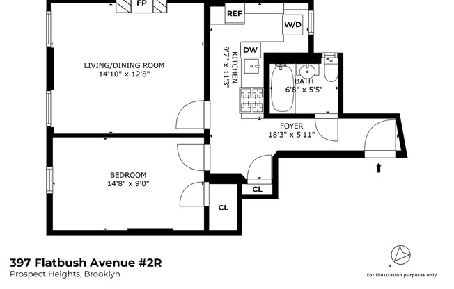 1 bed, 1 bath, $3,350, Unit 2R