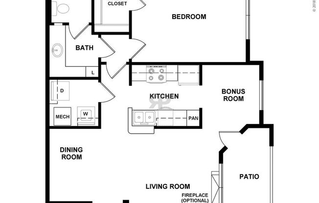 1 bed, 1 bath, 801 sqft, $1,094