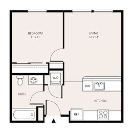1 bed, 1 bath, 546 sqft, $1,616