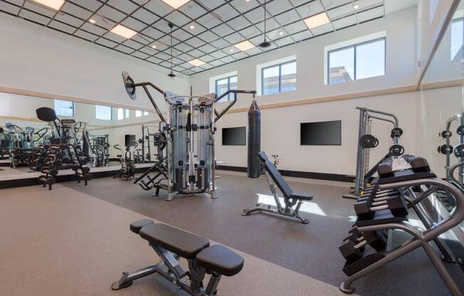 Workout equipment at the community fitness center