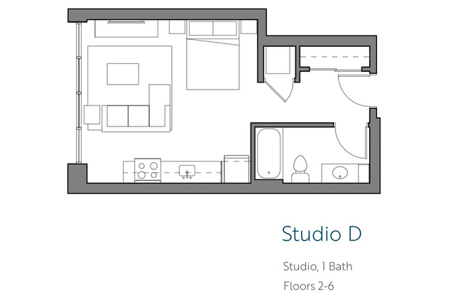 Studio, 1 bath, 426 sqft, $1,495, Unit 212