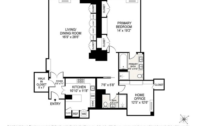 2 beds, 2 baths, 1,563 sqft, $13,000, Unit 6Q