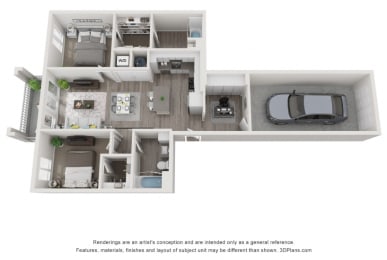 2 beds, 2 baths, 1,072 sqft, $2,744