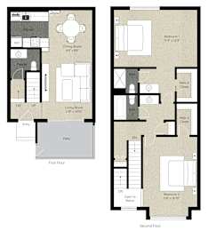 2 beds, 2.5 baths, 1,209 sqft, $3,175