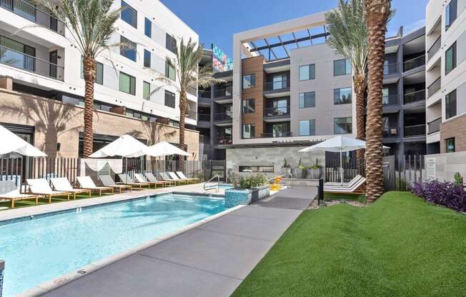 Trovita Rio Apartments in Tempe, Arizona Pool with Lounge Chairs