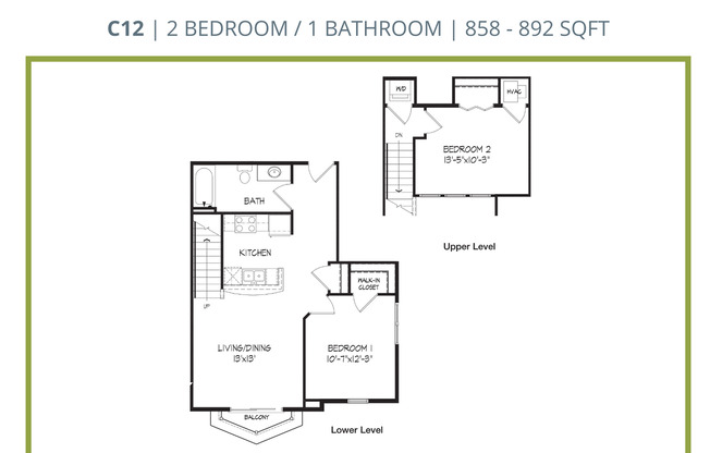 2 beds, 1 bath, 858 sqft, $1,370, Unit 614-301