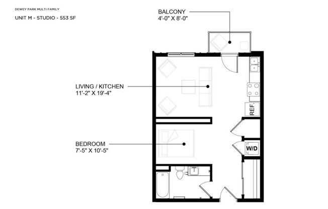 Studio, 1 bath, 544 sqft, $1,090, Unit 302