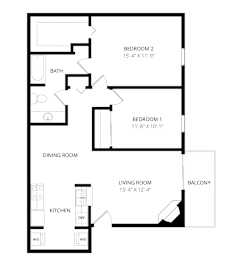 2 beds, 1 bath, 900 sqft, $1,260