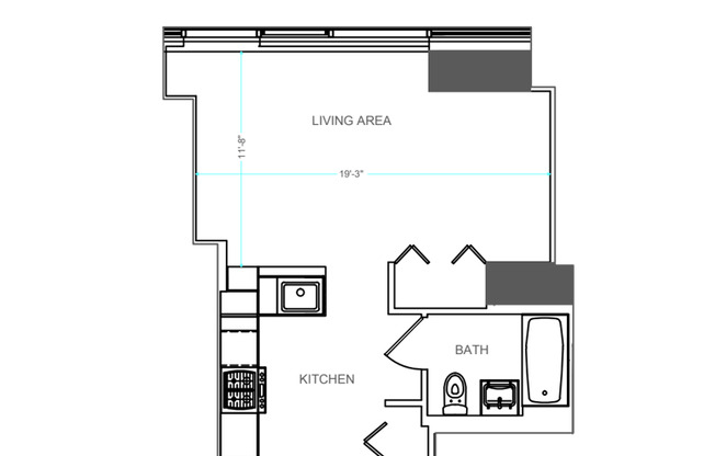 Studio, 1 bath, 512 sqft, $3,600, Unit 9H