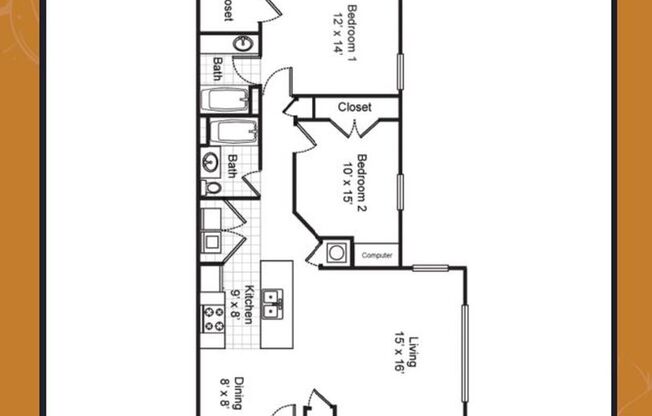 2 beds, 2 baths, 1,110 sqft, $1,532, Unit 11-202