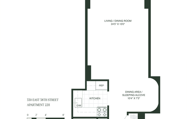 1 bed, 1 bath, 571 sqft, $3,850, Unit 22H