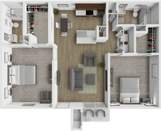 2 beds, 2 baths, 952 sqft, $1,135