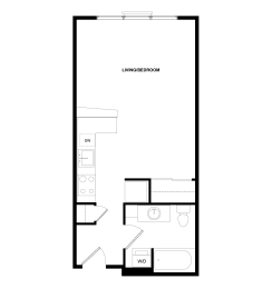 Studio, 1 bath, 486 sqft, $1,621