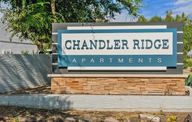 Property entrance sign for Chandler Ridge