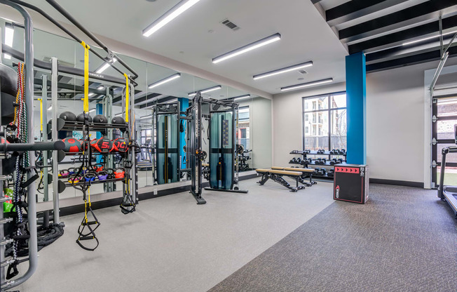 a view of the weight room at the callaway house austin