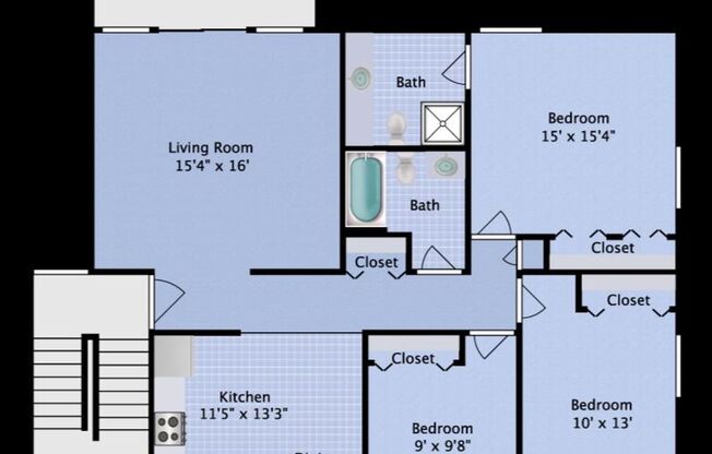 3 beds, 2 baths, 1,167 sqft, $1,600