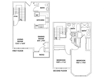 2 beds, 2.5 baths, 1,235 sqft, $2,795