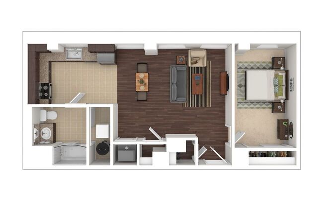 1 bed, 1 bath, 604 sqft, $2,575, Unit H-211