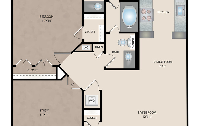 1 bed, 1.5 baths, 869 sqft, $1,520