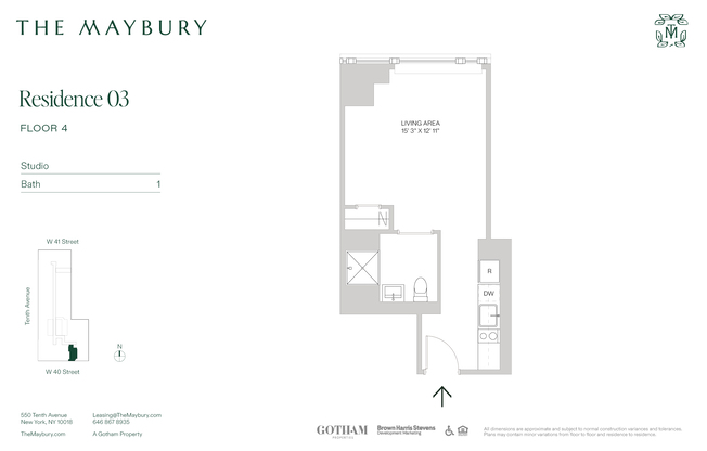 Studio, 1 bath, $3,950, Unit 403
