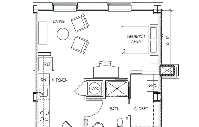 Studio, 1 bath, 450 sqft, $1,195