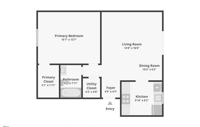 1 bed, 1 bath, 850 sqft, $1,150
