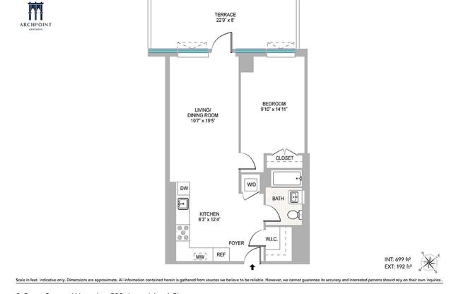 1 bed, 1 bath, 701 sqft, $5,000, Unit 533