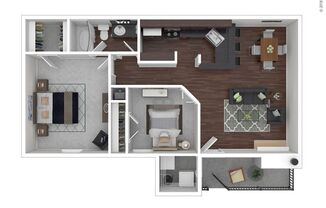 2 beds, 1 bath, 821 sqft, $981