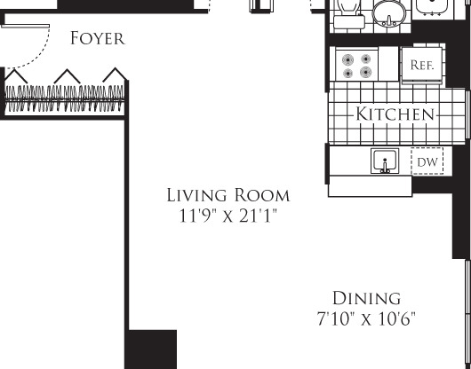 2 beds, 2 baths, 1,086 sqft, $9,542, Unit 6C