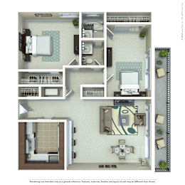 2 beds, 1 bath, 860 sqft, $3,195
