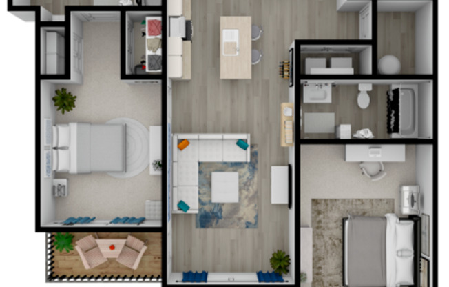 2 beds, 2 baths, 1,231 sqft, $2,195, Unit I12