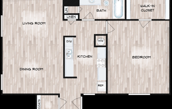 1 bed, 1 bath, 800 sqft, $1,260