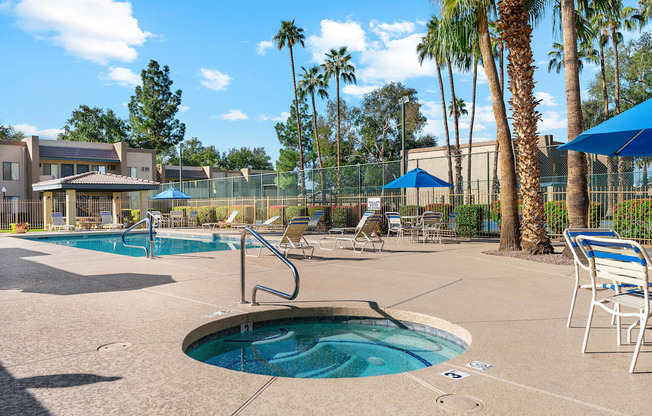 Spa and pool Area at Shorebird Apartments in Mesa Arizona