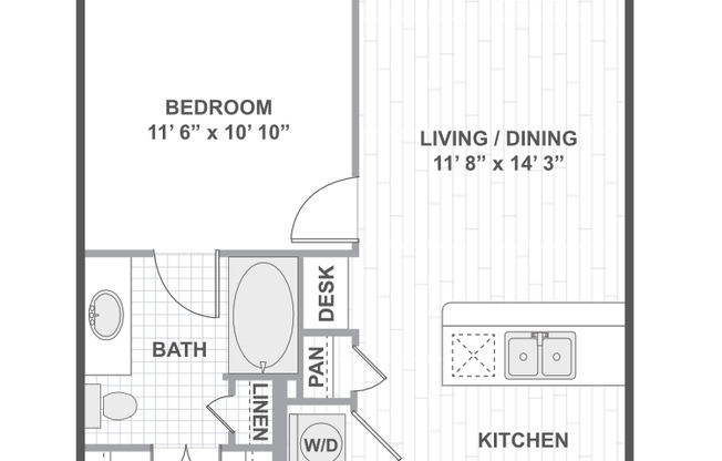 1 bed, 1 bath, 596 sqft, $1,340