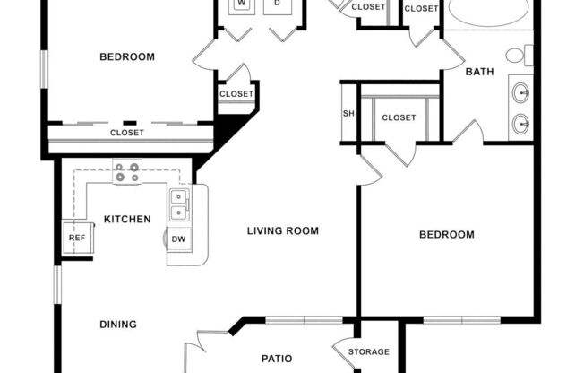 2 beds, 1 bath, 939 sqft, $1,365