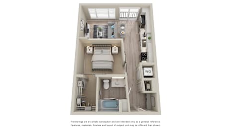 1 bed, 1 bath, 582 sqft, $2,087