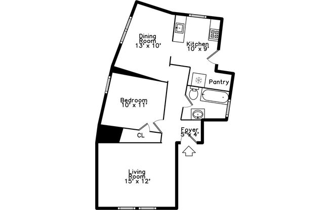 1 bed, 1 bath, 575 sqft, $1,295, Unit 7607-3 (3W)